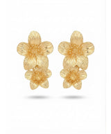 Golden Double Bloom Floral Earrings
