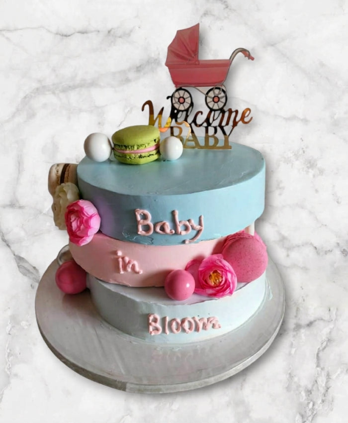 Baby in Bloom Pastel Stroller Vanilla Cake
