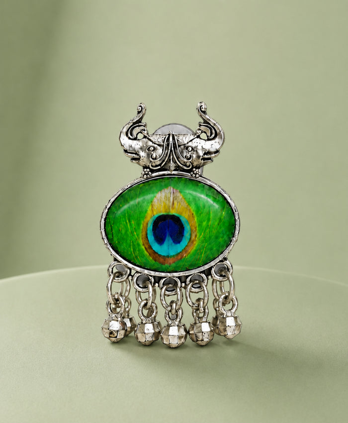 Peacock Eye Green Oval Dangle Earrings