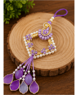 Lavender Pearl Paisley Designer Lumba Rakhi