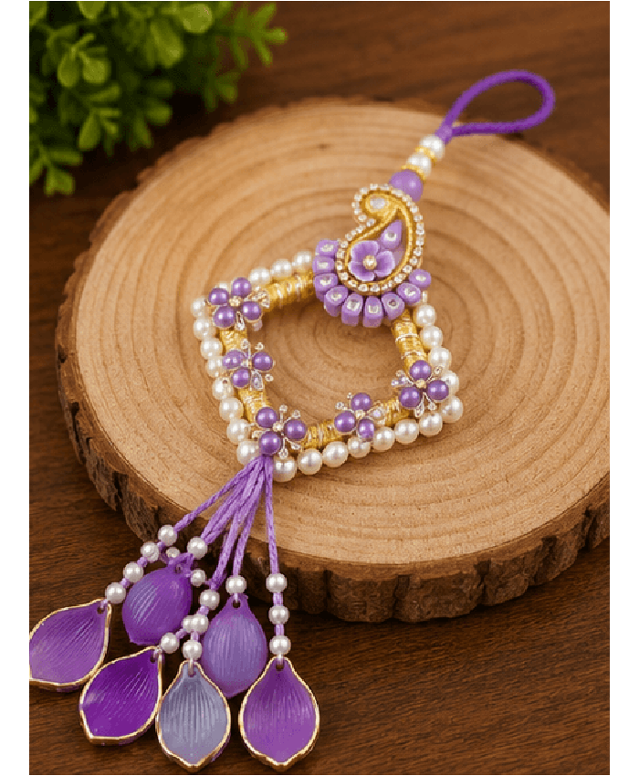 Lavender Pearl Paisley Designer Lumba Rakhi