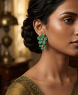Emerald Green Floral Double Drop Earrings