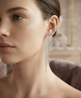 Silver Crystal Cascade Ear Cuffs