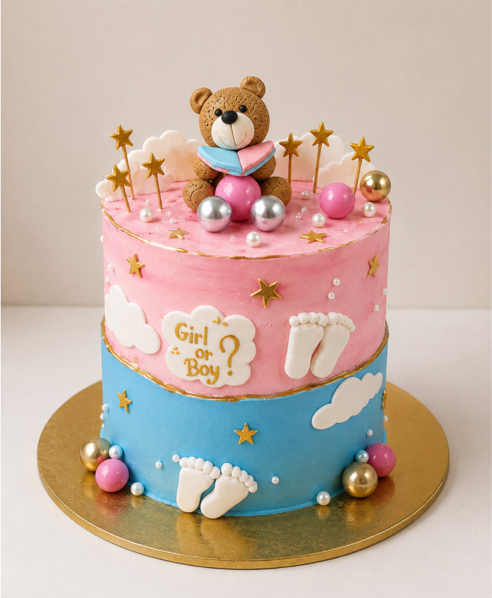 Teddy Bear Welcome Baby Newborn Vanilla Cake