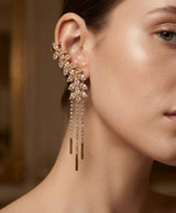Golden Crystal Leaf Cascade Earrings