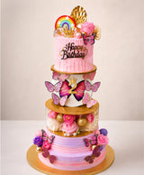 Enchanted Butterfly & Rainbow Multi-Tier Birthday Cake