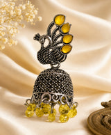 Yellow Peacock Jhumka Earrings