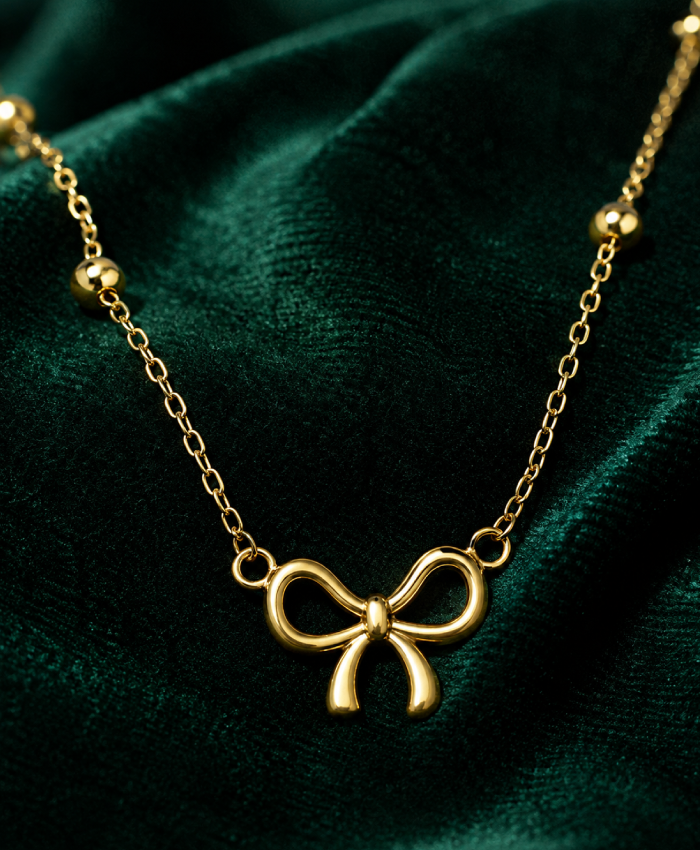 Elegant Gold Bow Pendant Necklace for Women