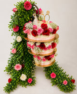 Hanging Chandelier Red Velvet & Rose Engagement Cake