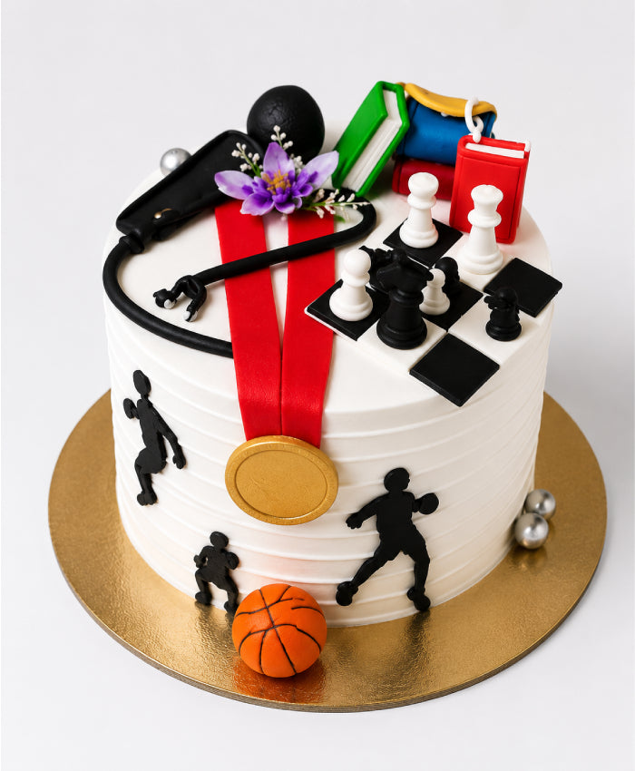 Multi-Hobby Doctor & Athlete Custom Theme Cake