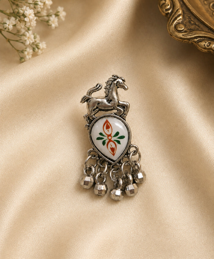 Horse Motif Teardrop Dangle Earrings