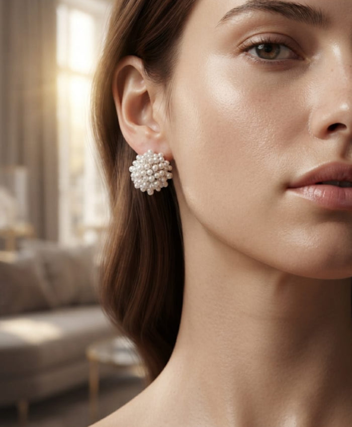 Pearl Cluster Stud Earrings