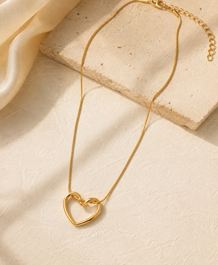 Gold-Tone Twisted Heart Pendant Necklace