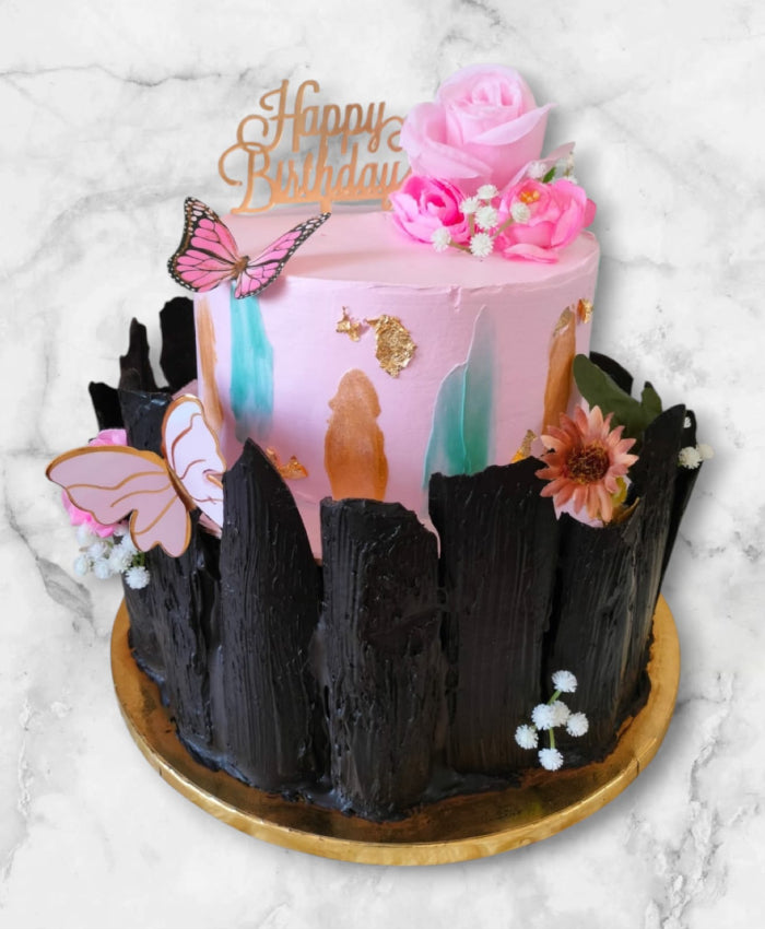 Pink Floral Butterfly Chocolate Sail Cake