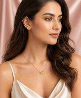 Elegant Gold Bow Necklace & Matching Earrings Set