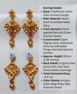 Rajshree Antique Gold Temple Necklace & Earrings Set