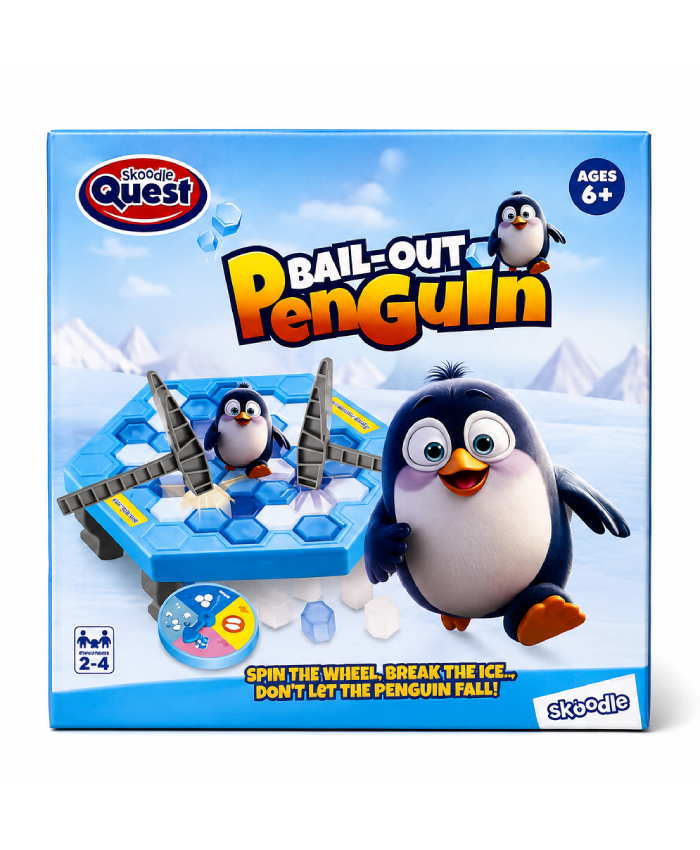 Skoodle Quest Bail-Out Penguin – Fun Family Ice Breaking Board Game