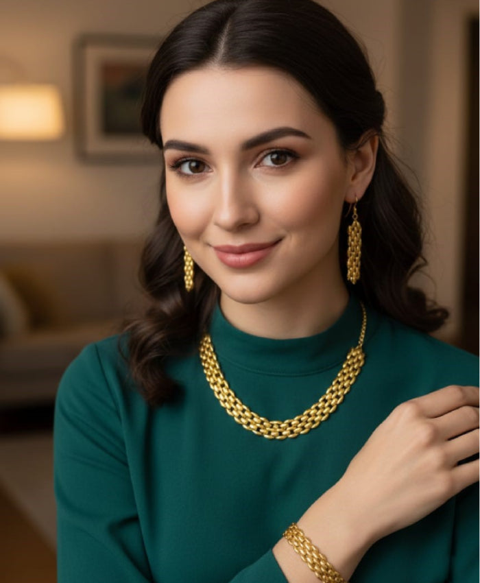 Sunehri Luxe Layered Gold-Tone Jewellery Set
