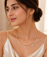 White Heart Charm Layered Chain Necklace