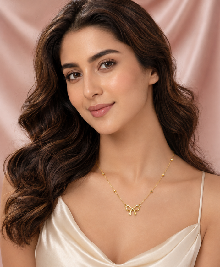 Elegant Gold Bow Pendant Necklace for Women