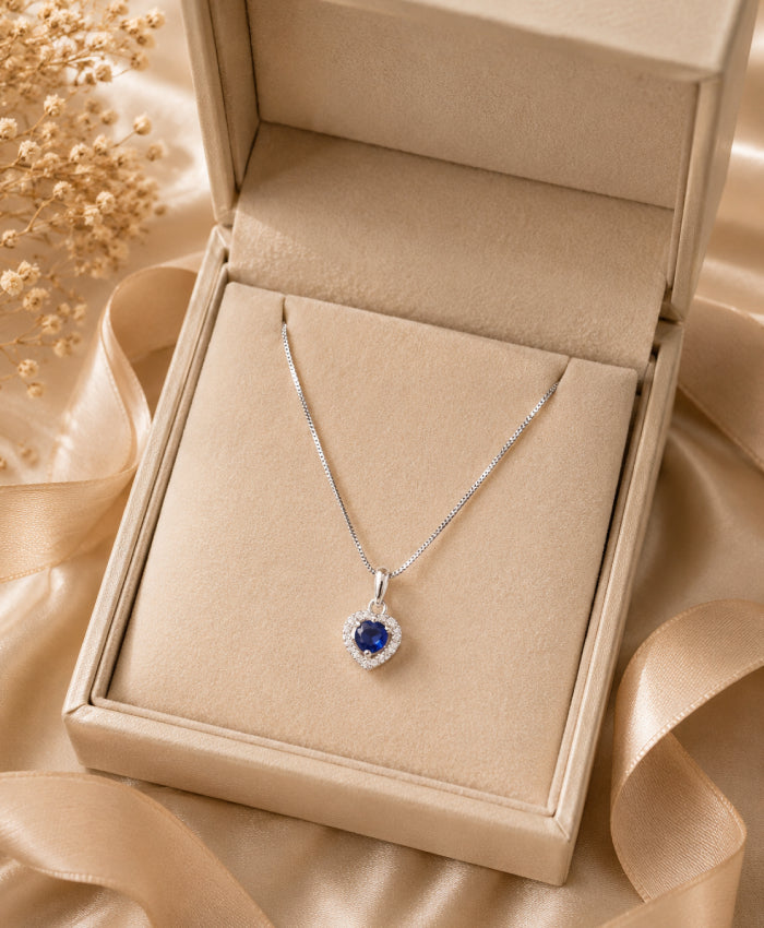 Blue Heart Stone Pendant Necklace