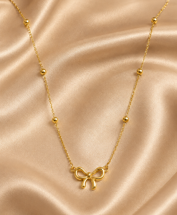 Elegant Gold Bow Pendant Necklace for Women