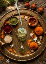 Mint Green Floral Designer Lumba Rakhi