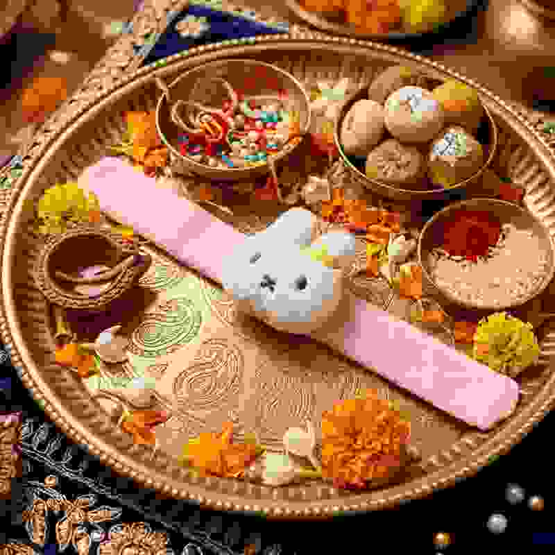 Pink Bunny Plush Slap Rakhi for Kids