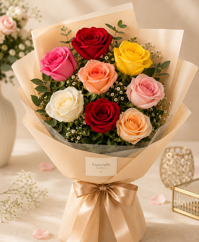 8 Mixed Rose Bouquet