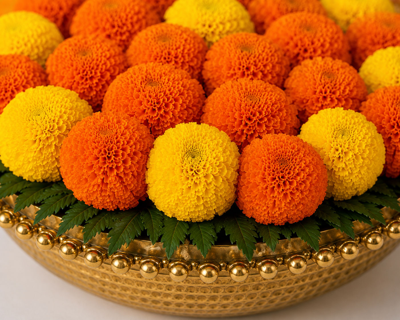 Auspicious Vibes Mixed Marigold Thali Vase