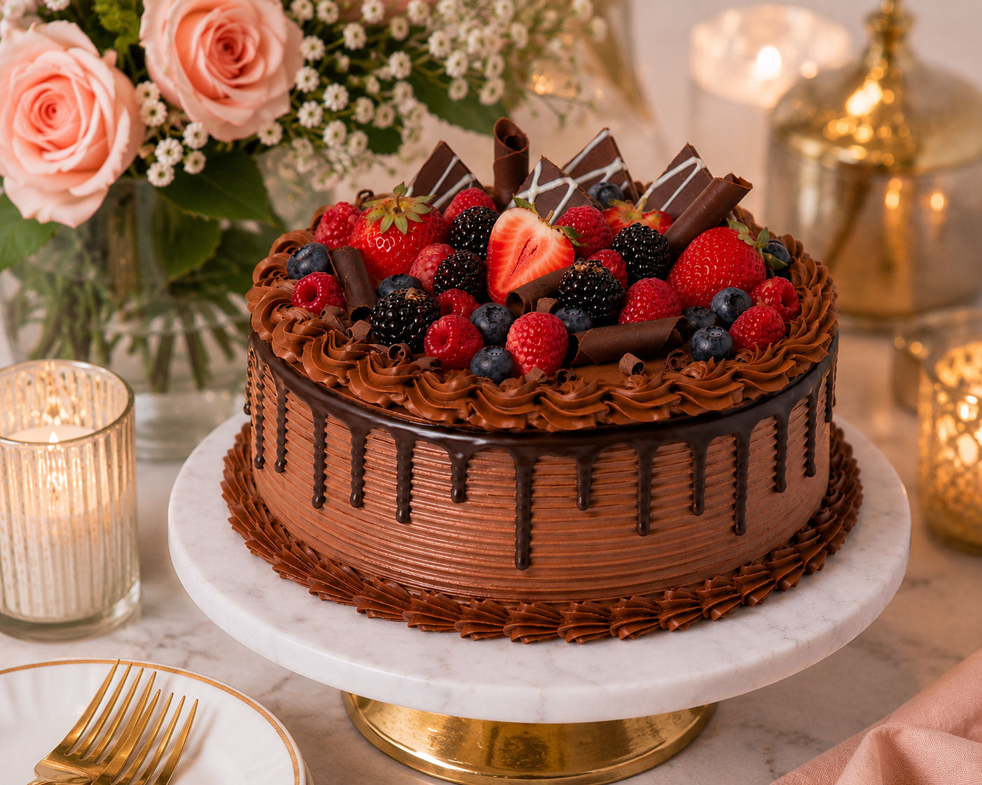 Belgian Chocolate Mixed Berries Eggless Cake 500g