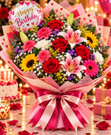 Birthday Color Burst Bouquet – 15 Mixed Flowers