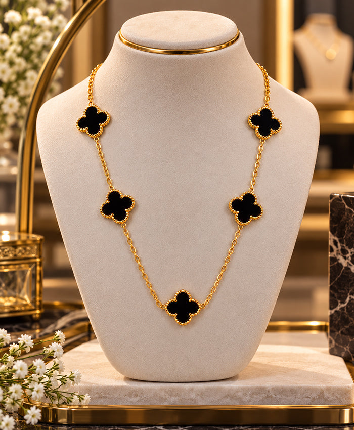 Black Clover Gold-Tone Long Necklace