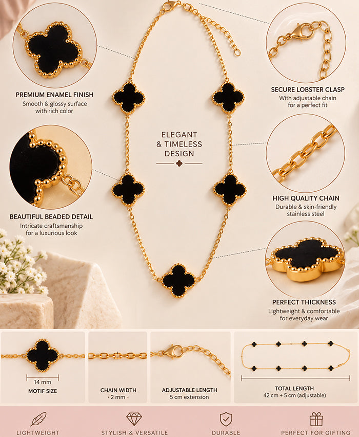 Black Clover Gold-Tone Long Necklace