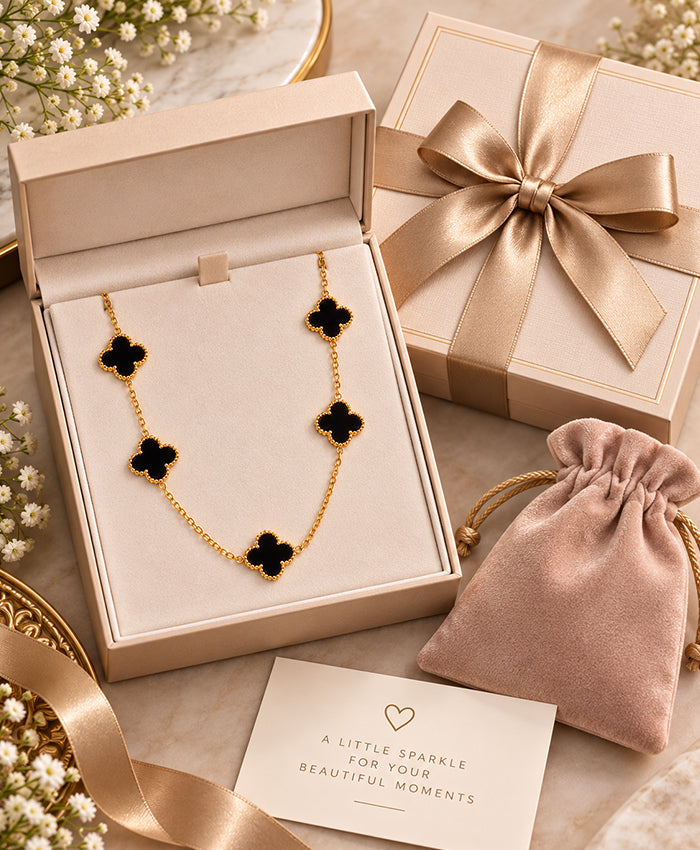 Black Clover Gold-Tone Long Necklace