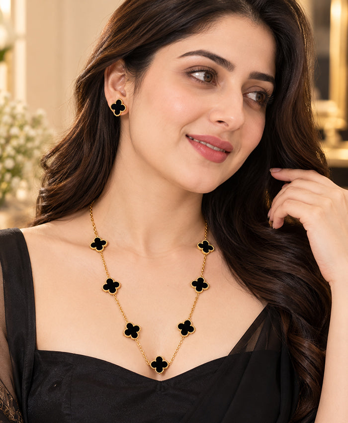 Black Clover Gold-Tone Long Necklace