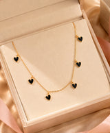 Black Heart Charm Gold-Tone Necklace for Women