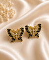 Black & Gold Butterfly Crystal Stud Earrings
