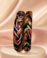 Black Red Gold Braided Enamel Lac Bangles
