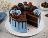 Blue Chocolate Drip Celebration Cake