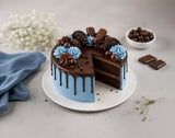 Blue Chocolate Drip Celebration Cake