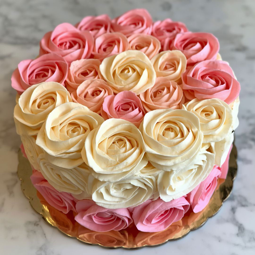 Blush & Ivory Rose Designer Cake