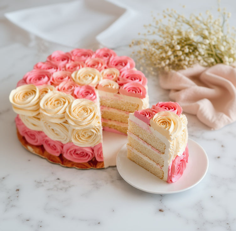 Blush & Ivory Rose Designer Cake
