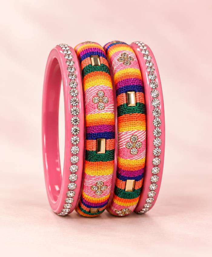 Blush Rainbow Lac Bangle Set