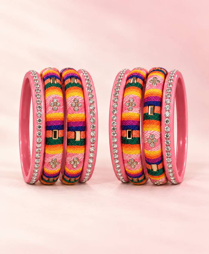 Blush Rainbow Lac Bangle Set