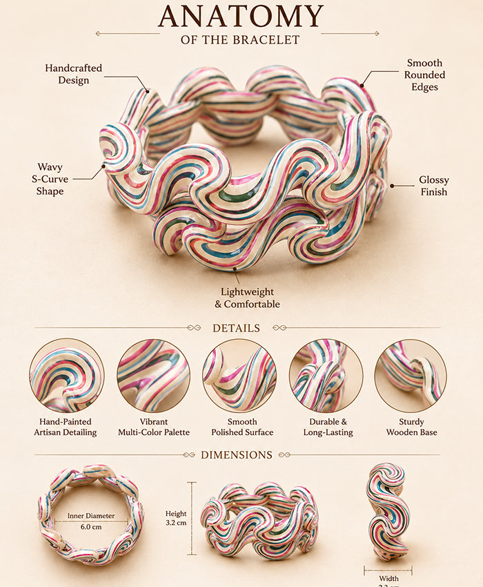 Ivory Multicolor Hand-Painted Swirl Lac Bangles