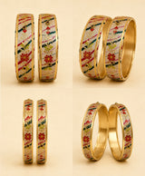 Champagne Gold Floral Enamel Bangles