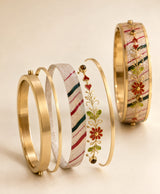 Champagne Gold Floral Enamel Bangles