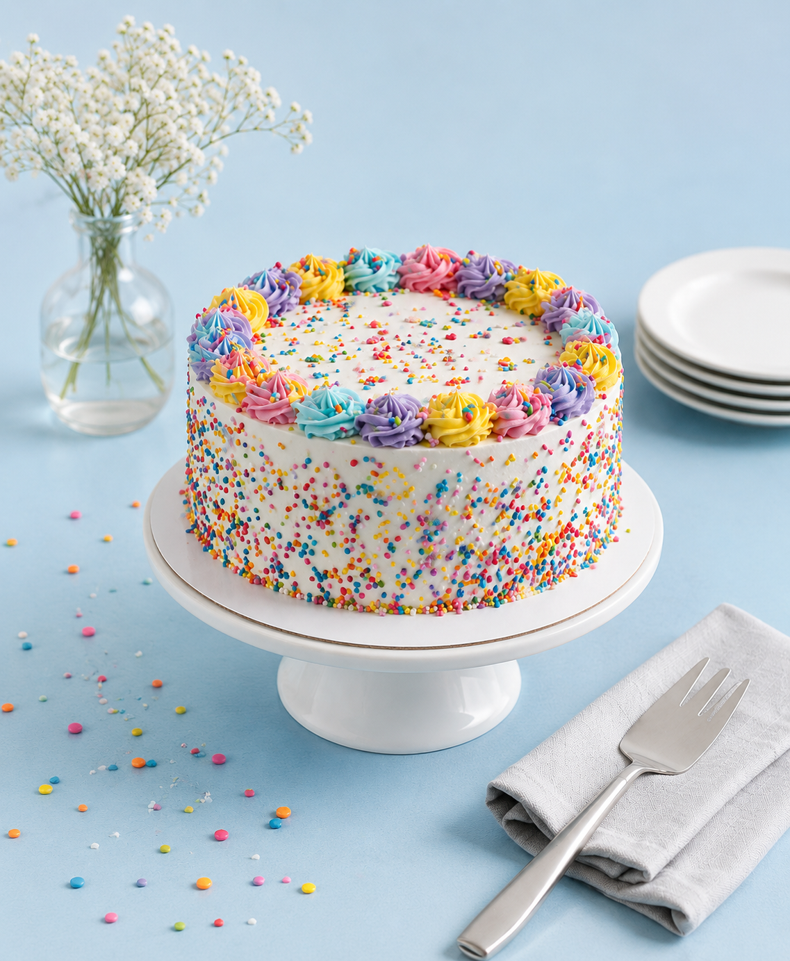 Rainbow Sprinkle Celebration Cake