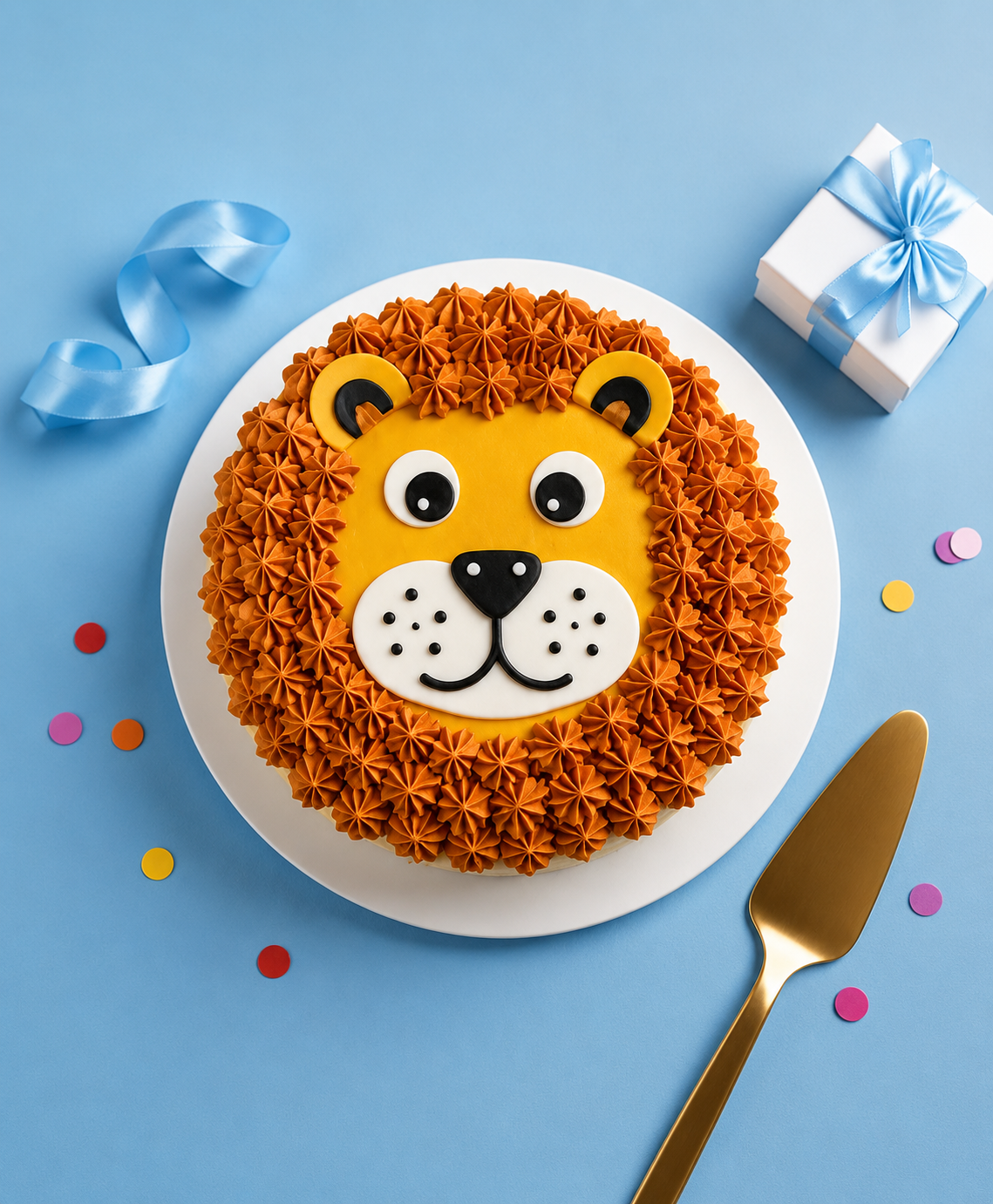 Cute Lion Theme Birthday Cake
